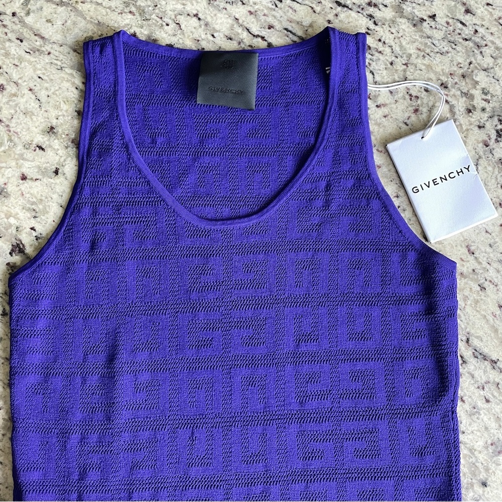 Givenchy 4G Monogram Jacquard Knit Tank Top Dress in Dark Purple NWT! - Picture 5 of 9